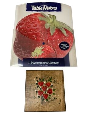 Pimpernel Red Strawberry Table Mates Placemats & Coasters & handpainted picture